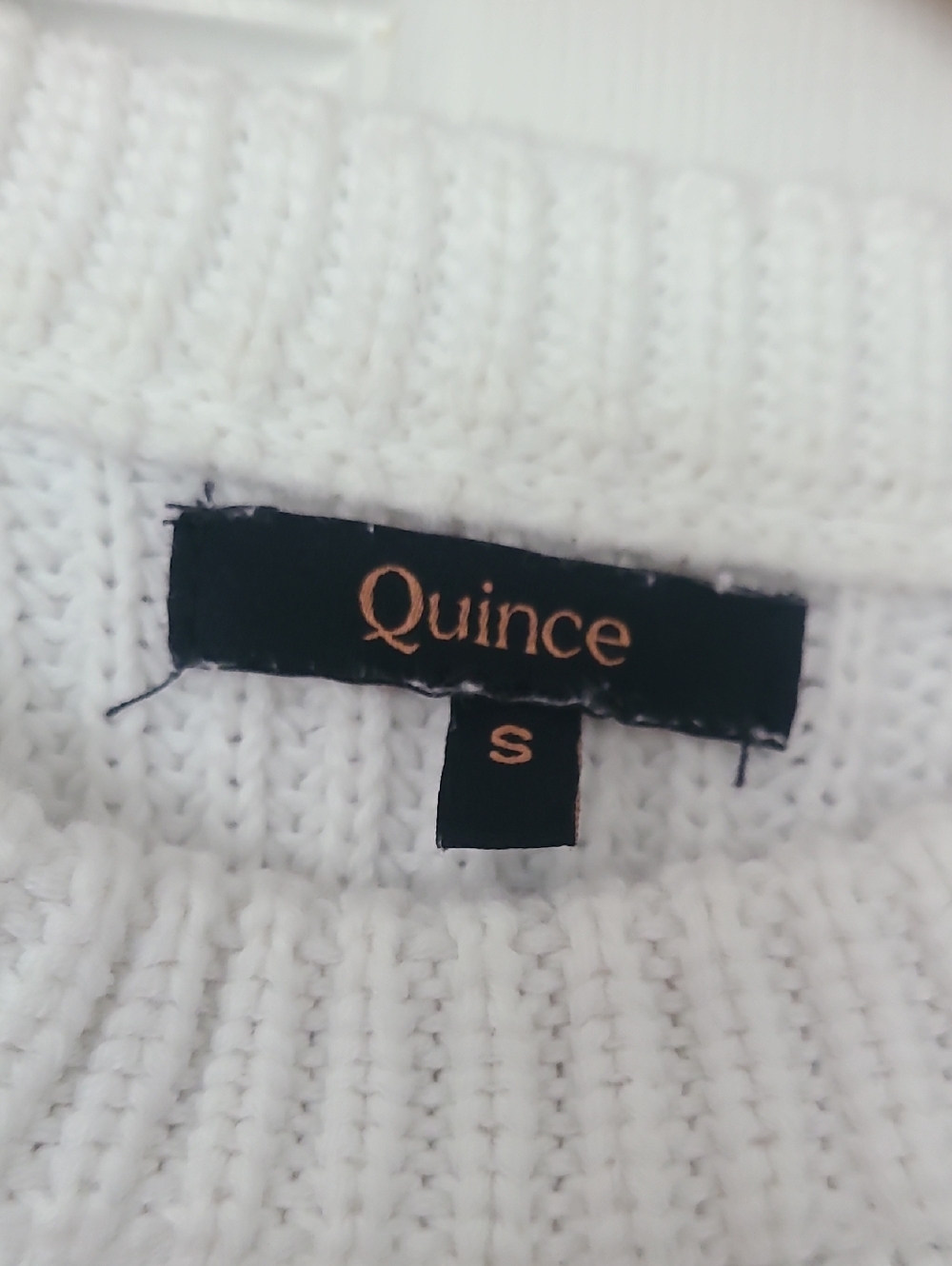 Quince 100% Organic Cotton White Knit Crewneck Sweater, S - Picture 2 of 5